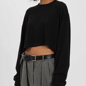 Olivaceous Crop Black Sweater Size Large NWOT